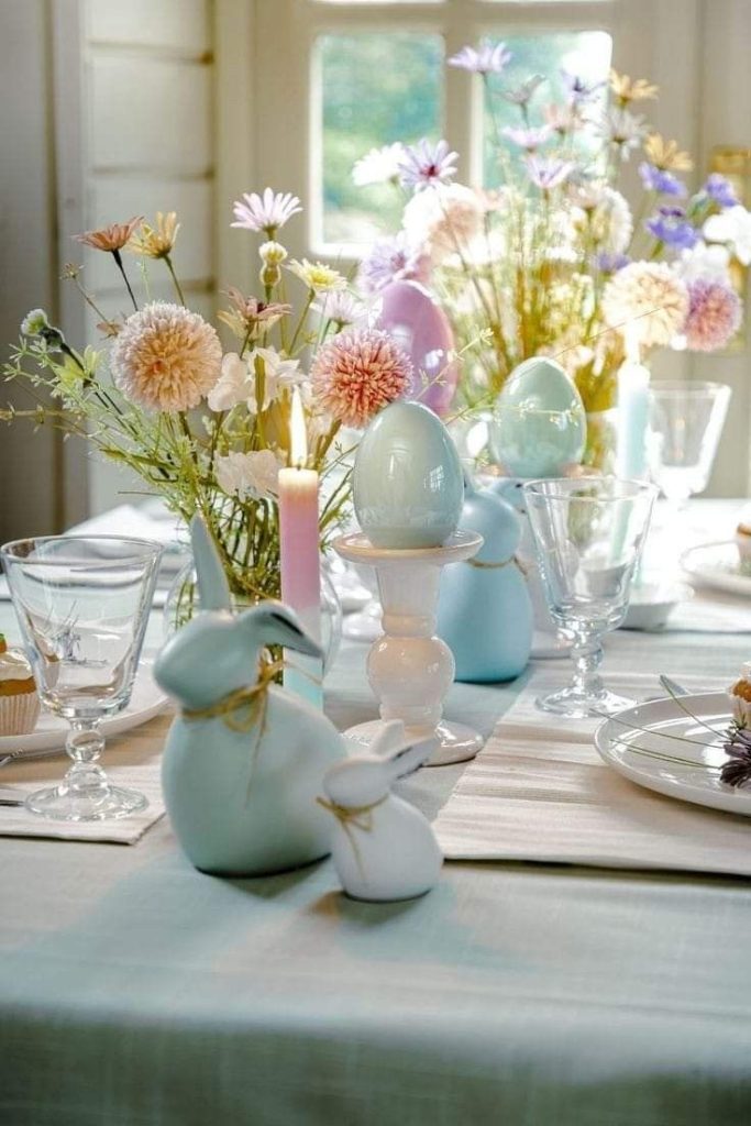 Pastel Bunny and Egg Arrangement