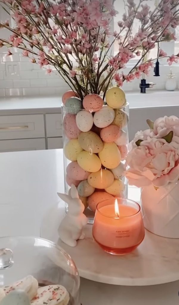Speckled Egg Vase with Blossoms