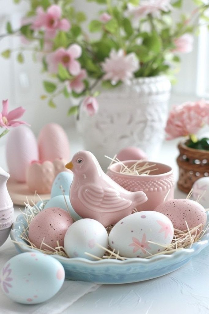 Bird and Egg Pastel Plate Display