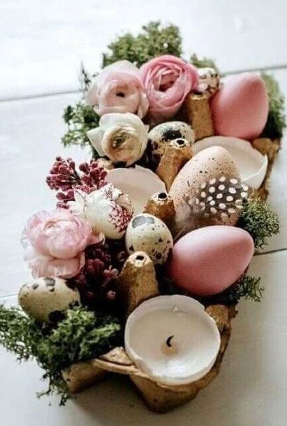 Egg Carton Floral Centerpiece