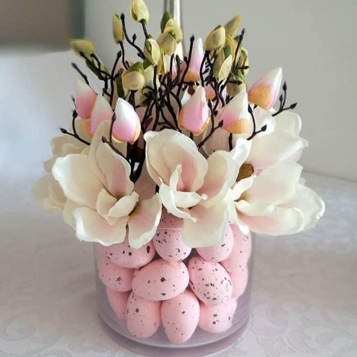 Magnolia and Speckled Egg Vase