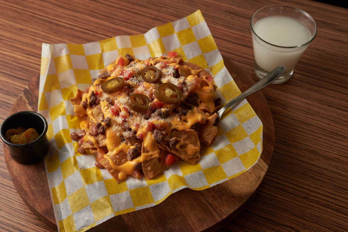 Loaded nachos with melted cheese