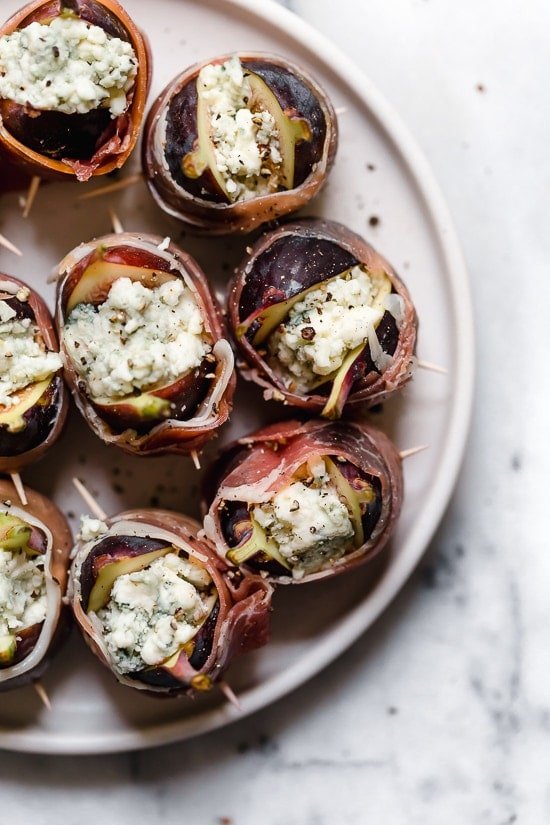 Prosciutto wrapped figs with blue cheese